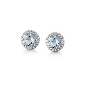 9K WHITE GOLD AQUAMARINE EARRINGS (STUDS)