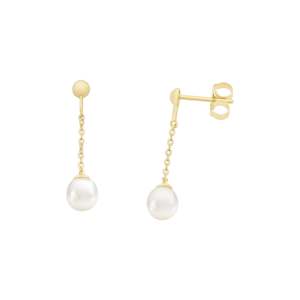 9K Yellow Gold Fresh Water Pearl drop EARRINGS