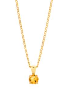 9K YG ROUND CITRINE CLAW SET PENDANT PLUS GP DISPLAY CHAIN