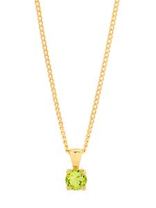 9K YG ROUND PERIDOT CLAW SET PENDANT PLUS GP DISPLAY CHAIN