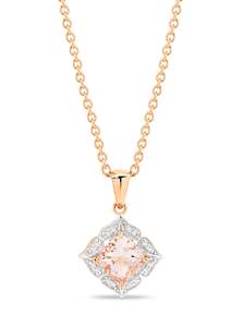 9K RG DIAMOND MORGANITE PENDANT (CHAIN PRICED SEPARATELY)