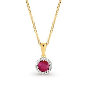 9k Yellow Gold Ruby & Diamond Pendant (chain Exclued)