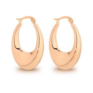 9k Rg And Silver Bonded Oval Hoop Earrings