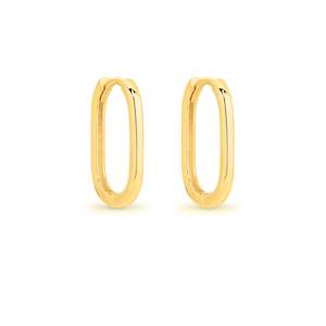 9K YG SQUARE HUGGIE EARRINGS