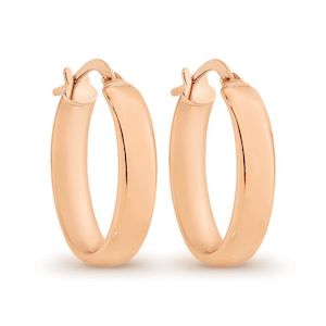 9K ROSE GOLD & SILVER BONDED ROUND HOOP EARRINGS