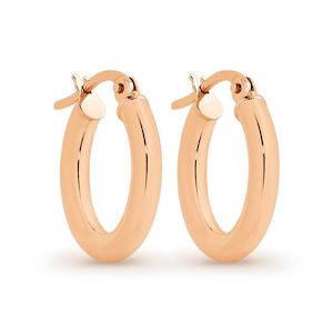 Jewellery: 9K ROSE GOLD 10MM ROUND HOOP EARRINGS