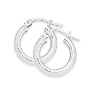 9k White Gold 10mm Round Hoop Earrings