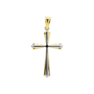 9YS 9ct & Silver Bonded Bi-Tone Cross Pendant