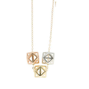 9K Gold Tri Pendant with Chain 45cm