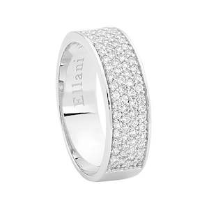 Ellani Stg Wh Cz 4 Row Pave Ring W/ Raised Edge