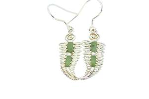 NZ pounamu fern earings with silver findings