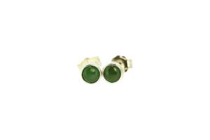 NZ greenstone 3mm earrings with silver findings