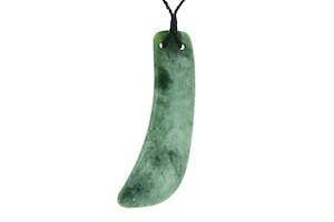 Jewellery: NZ greenstone large drops 90x25-30mm carved by J. Kerwin