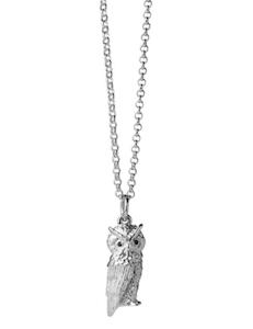 Jewellery: Karen Walker Stg Owl Necklace with chain 45cm