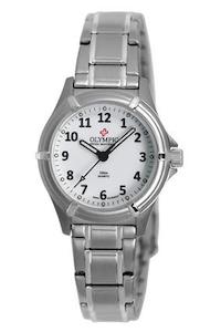 Jewellery: Olympic Ladies Watch Steel White 12 Fig B/let 100m Swiss Movt