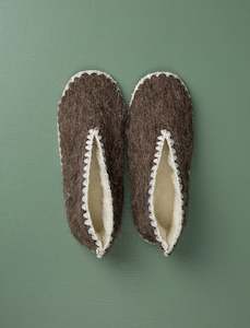 Closed Back Woollen Slippers // Brown