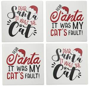 Christmas Santa Cat Drink Coasters