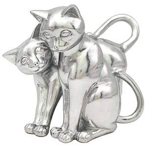 Cats Silver Art Figurine Collectible - Snuggles Large