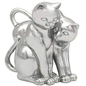 Cats Silver Art Figurine Collectible - Snuggles Medium