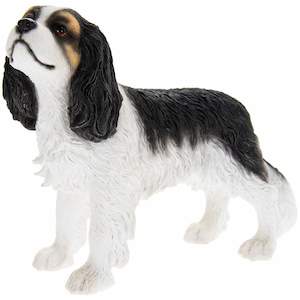 Cavalier King Charles Spaniel Black/White Dog Figurine Collectible - The Leonardo Collection