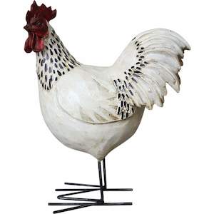 Resin Rooster Ornament - White