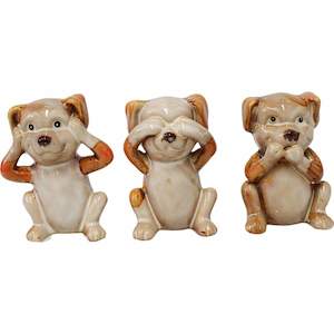 Dog Ornament Collectibles - See No Evil, Hear No Evil, Speak No Evil