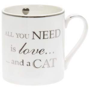 Cat Lovers Fine China Mug - All You Need is Love and a Cat