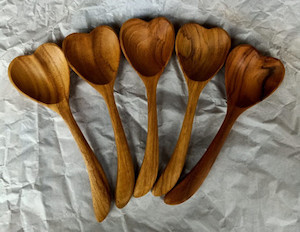 Teak Heart Scoops Set of 6