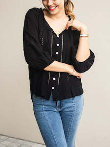 Womenswear: Pagot Lace Blouse-Black