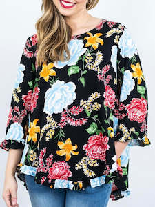 Abi Floral Top- Black