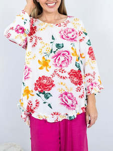 Abi Floral Top- White