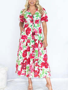 Selma Red Floral Dress