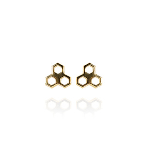 PRE-ORDER: Mini Honeycomb Studs (Diligent) - Gold