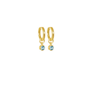 December Huggies (Blue Topaz) - Gold