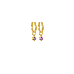 Jewellery: February Huggies (Amethyst) - Gold