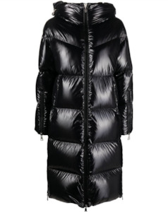 Moncler Huppelong Zip-Up Long Down Jacket