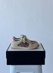 Gucci Women's Screener Off White And Pink Sneakers