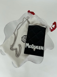 Alexander Mcqueen Phone Case On Chain in Black Leather calf leather - BRAND NEW