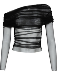 Christopher Esber Veiled off-the-shoulder silk top