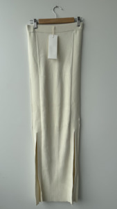 DION LEE Off-White Gradient Rib Maxi Skirt