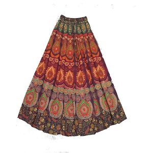 Skirt Long Bagru – Aubergine