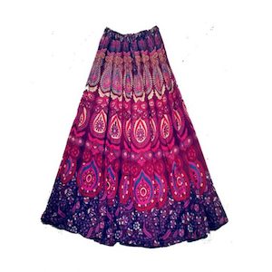 Skirt Long Bagru – Cerise