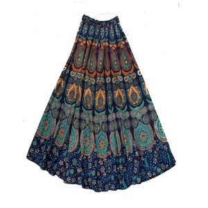 Skirt Long Bagru – Blue Teal