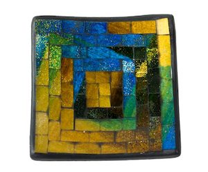 Candles and Soy Melts: Mosaic Plate Small – Blue/Gold