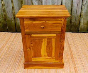 Furniture: Teak Bedside Cabinet Light