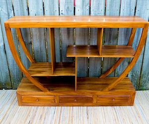 Furniture: Teak Shelf Half Circle