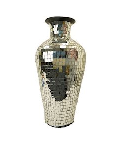 Mosaic Vase Urn 60cm – Silver