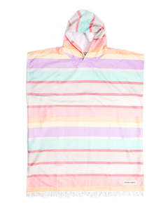 O&E Ladies Sunkissed Hooded Poncho - Apricot/Violet