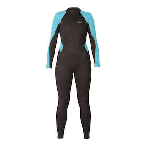 Ladies Fullsuits: Xcel Ladies Axis Flatlock 3/2MM Backzip - Blk/Glacier Blue