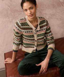 Brora Fair Isle Cardigan - Oak - 100% Pure Wool